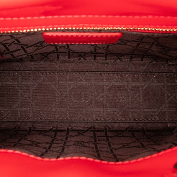 Pre-owned Dior Mini Patent Cannage Lady Dior Red