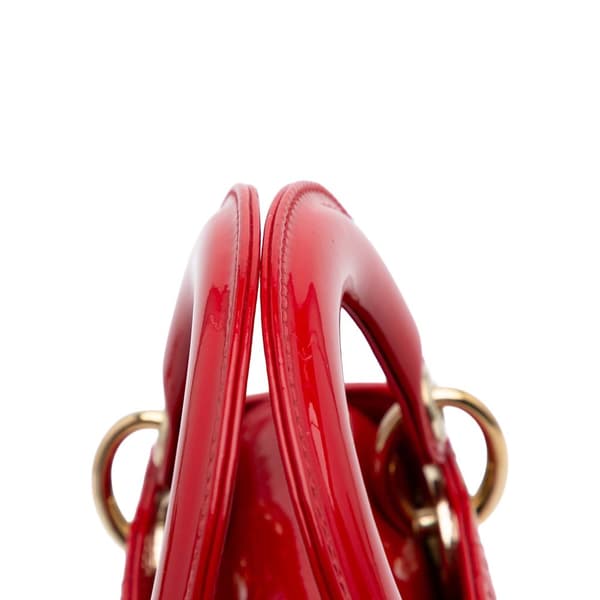 Pre-owned Dior Mini Patent Cannage Lady Dior Red