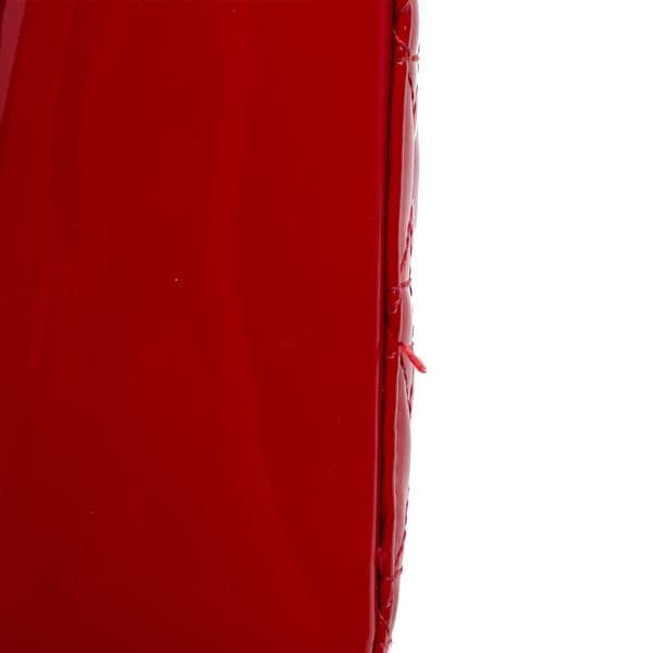 Pre-owned Dior Mini Patent Cannage Lady Dior Red