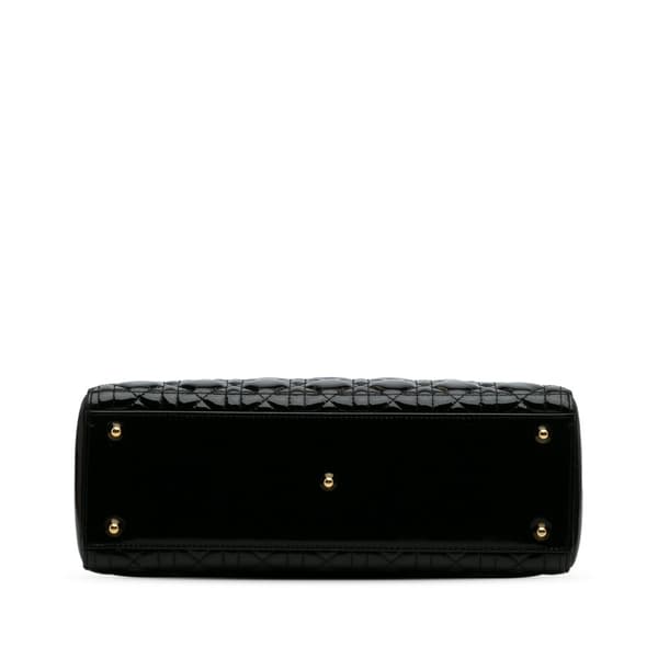 Pre-owned Dior Large Patent Cannage Lady Dior Black