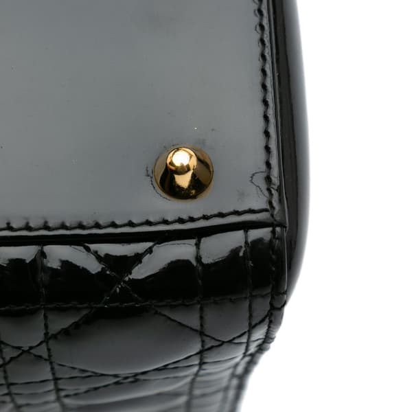 Pre-owned Dior Large Patent Cannage Lady Dior Black