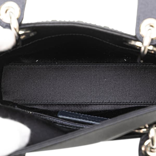 Pre-owned Dior Mini Satin Cannage Strass Crystal Embellished Lady Dior Blue
