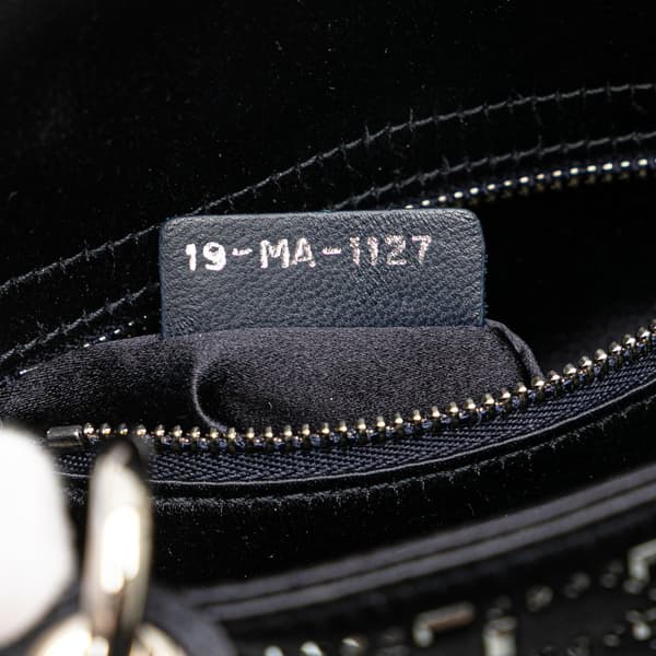 Pre-owned Dior Mini Satin Cannage Strass Crystal Embellished Lady Dior Blue