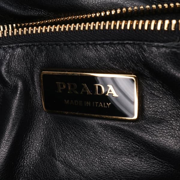 Pre-owned Prada Nappa Soft Padded Logo Satchel Black