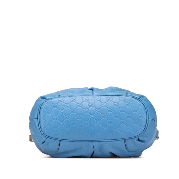 Pre-owned Gucci Guccissima Sukey Satchel Blue