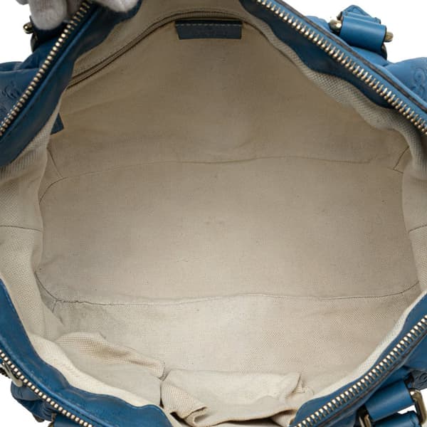 Pre-owned Gucci Guccissima Sukey Satchel Blue