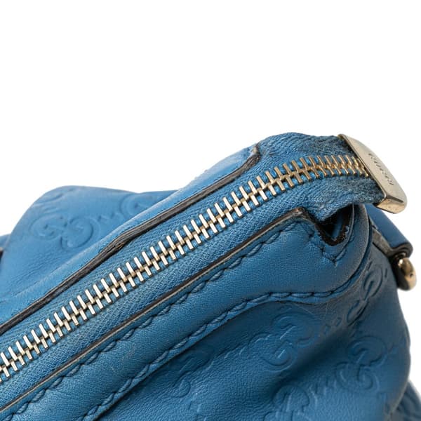 Pre-owned Gucci Guccissima Sukey Satchel Blue