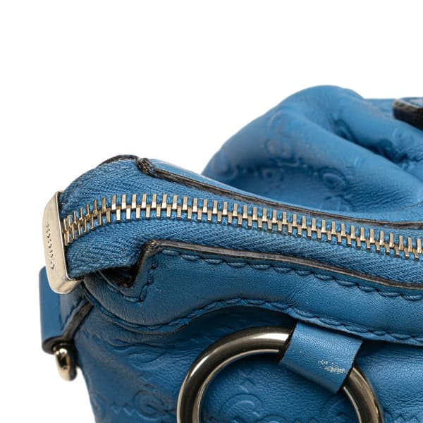 Pre-owned Gucci Guccissima Sukey Satchel Blue