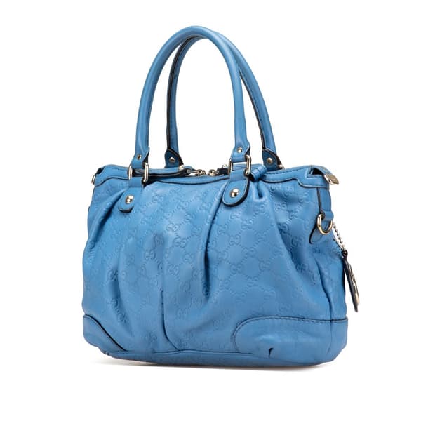 Pre-owned Gucci Guccissima Sukey Satchel Blue
