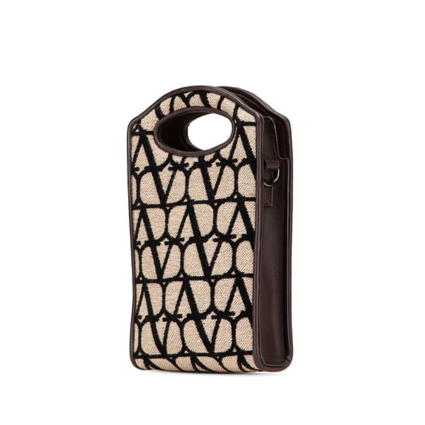 Pre-owned Valentino Mini Toile Loco Iconographe VLogo Phone Bag Brown