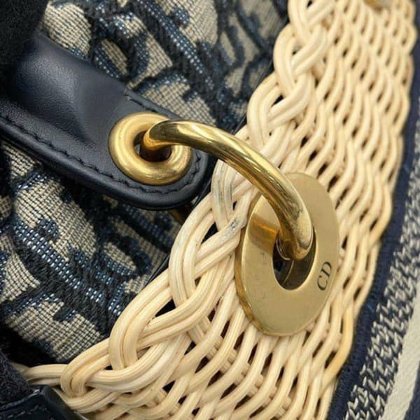 Pre-owned Dior Mini Oblique Wicker Lady Dior Brown