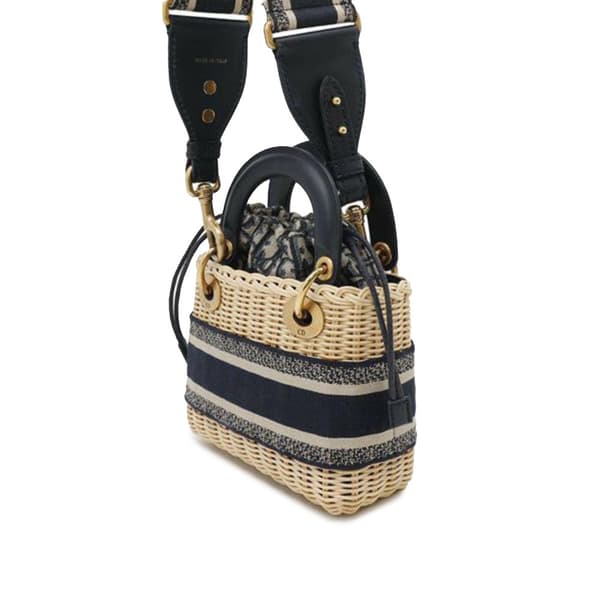 Pre-owned Dior Mini Oblique Wicker Lady Dior Brown