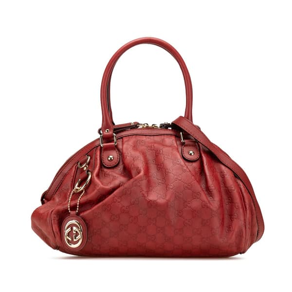 Pre-owned Gucci Guccissima Sukey Satchel Red