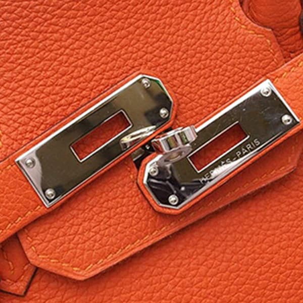 Pre-owned Hermès Clemence Birkin Retourne 30 Orange