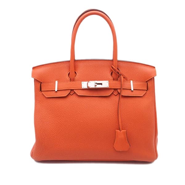 Pre-owned Hermès Clemence Birkin Retourne 30 Orange