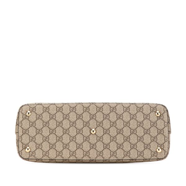 Pre-owned Gucci GG Supreme Linea A Satchel Brown