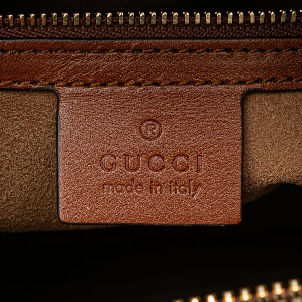 Pre-owned Gucci GG Supreme Linea A Satchel Brown