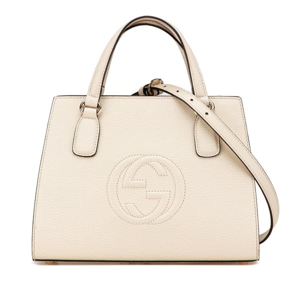 Pre-owned Gucci Medium Dollar Calf Soho Satchel White