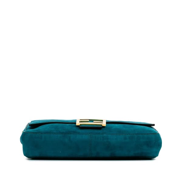 Pre-owned Fendi Large Suede Chamois Baguette Satchel Blue