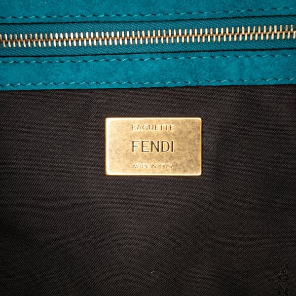 Pre-owned Fendi Large Suede Chamois Baguette Satchel Blue