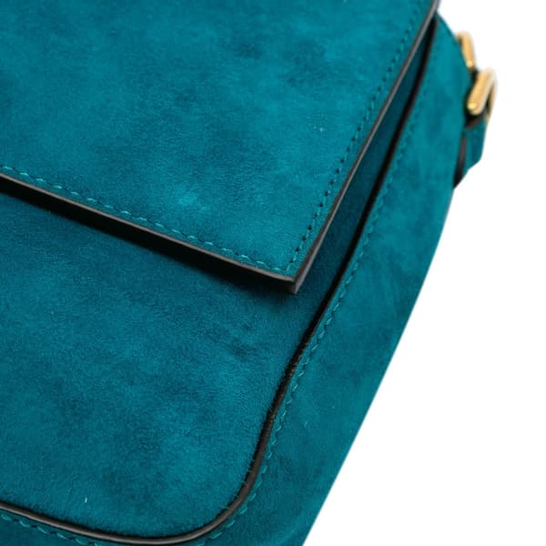Pre-owned Fendi Large Suede Chamois Baguette Satchel Blue