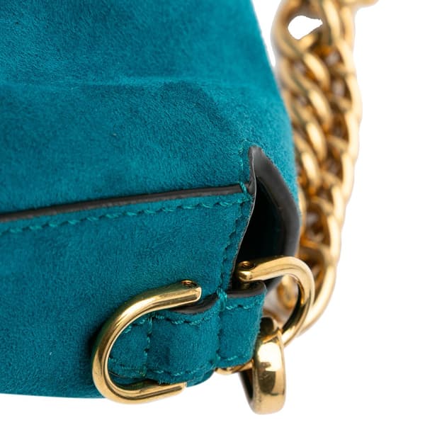 Pre-owned Fendi Large Suede Chamois Baguette Satchel Blue
