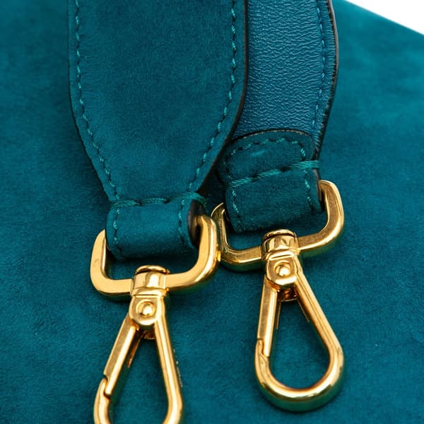 Pre-owned Fendi Large Suede Chamois Baguette Satchel Blue