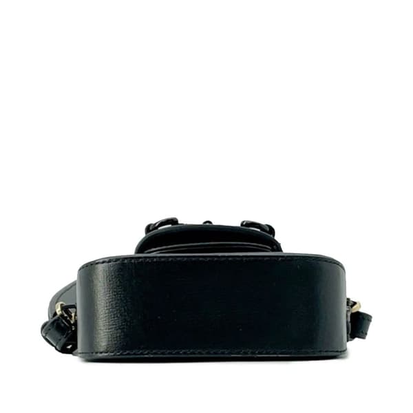 Pre-owned Gucci Mini Leather Horsebit 1955 Web Satchel Black