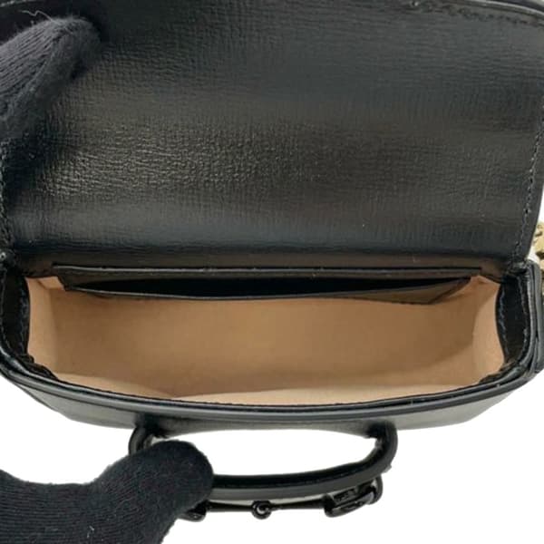 Pre-owned Gucci Mini Leather Horsebit 1955 Web Satchel Black