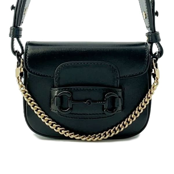 Pre-owned Gucci Mini Leather Horsebit 1955 Web Satchel Black