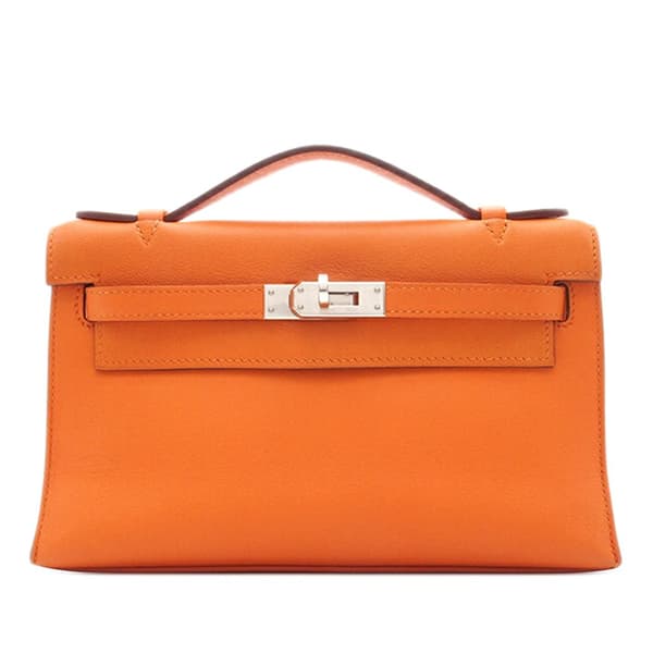 Pre-owned Hermès Swift Kelly Pochette 22 Orange