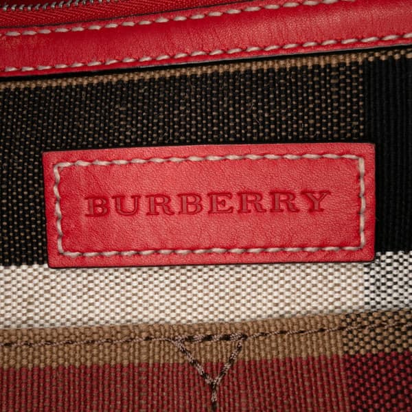 Pre-owned Burberry Medium Mega Check Canvas Ashby Bucket Bag Brown