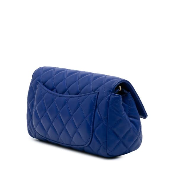 Pre-owned Chanel CC Quilted Lambskin Zip Vanity Flap Blue