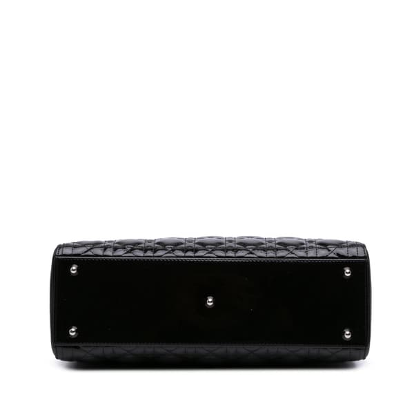 Pre-owned Dior Large Patent Cannage Lady Dior Black