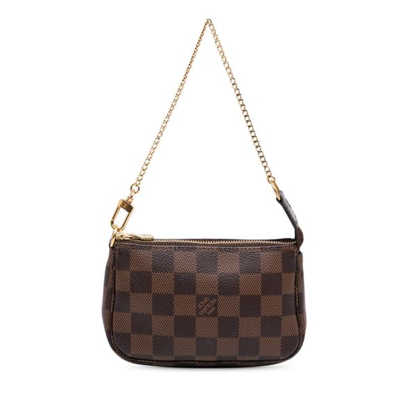 Pre-owned Louis Vuitton Damier Ebene Mini Pochette Accessoires Brown