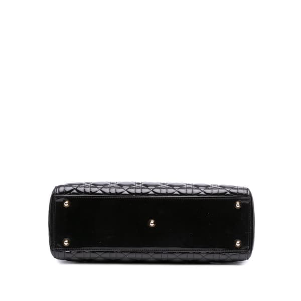 Pre-owned Dior Large Patent Cannage Lady Dior Black