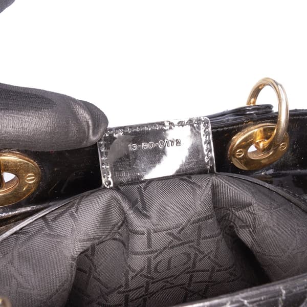 Pre-owned Dior Large Patent Cannage Lady Dior Black