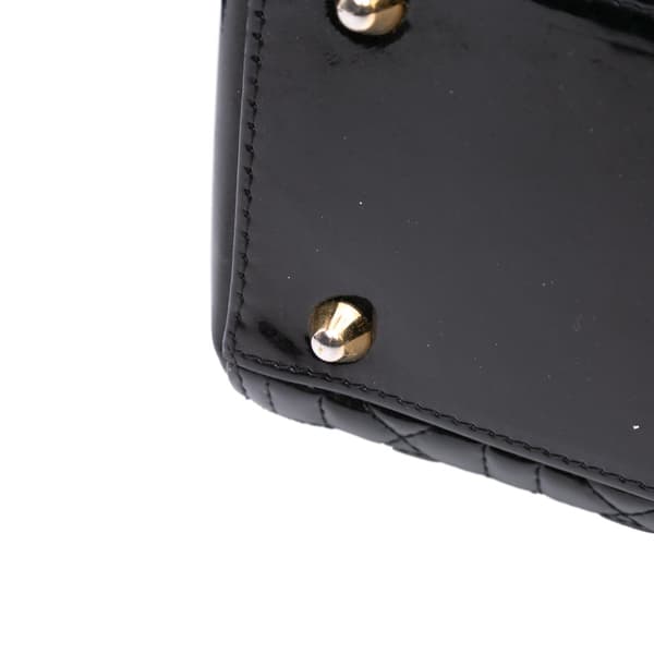 Pre-owned Dior Large Patent Cannage Lady Dior Black