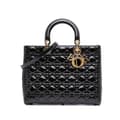 Miniatyrbilde 1 av 10: Pre-owned Dior Large Patent Cannage Lady Dior Black