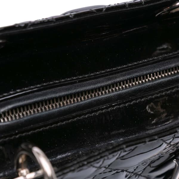 Pre-owned Dior Large Patent Cannage Lady Dior Black