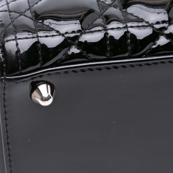 Pre-owned Dior Large Patent Cannage Lady Dior Black