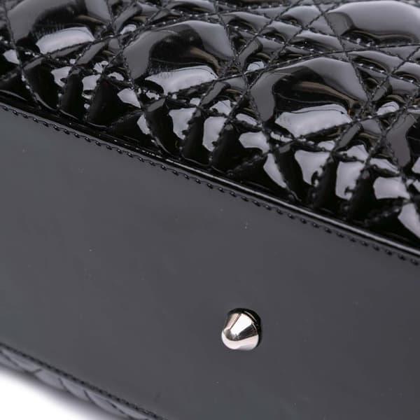 Pre-owned Dior Large Patent Cannage Lady Dior Black