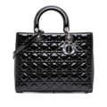 Miniatyrbild 1 av 10: Pre-owned Dior Large Patent Cannage Lady Dior Black