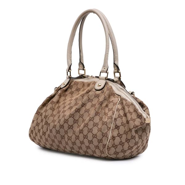 Pre-owned Gucci GG Canvas Sukey Satchel Brown
