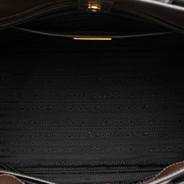 Pre-owned Prada Medium Bicolor Saffiano Lux Galleria Satchel Brown