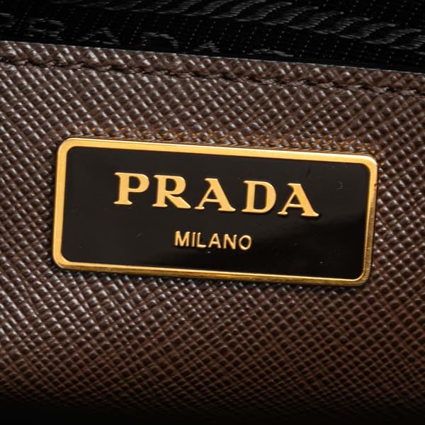 Pre-owned Prada Medium Bicolor Saffiano Lux Galleria Satchel Brown