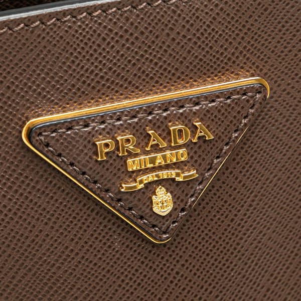 Pre-owned Prada Medium Bicolor Saffiano Lux Galleria Satchel Brown