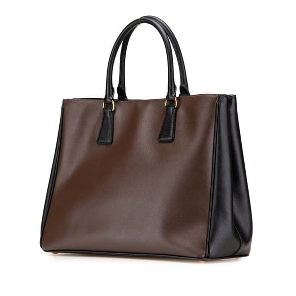 Pre-owned Prada Medium Bicolor Saffiano Lux Galleria Satchel Brown