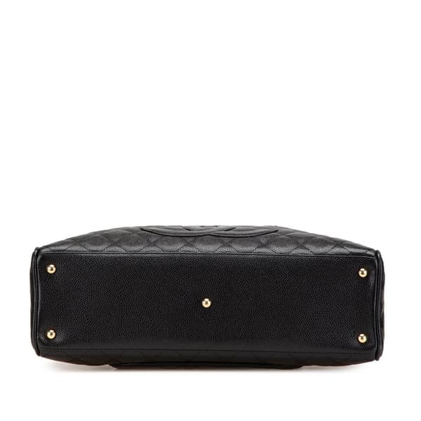 Pre-owned Chanel CC Quilted Caviar Bowling Bag Black