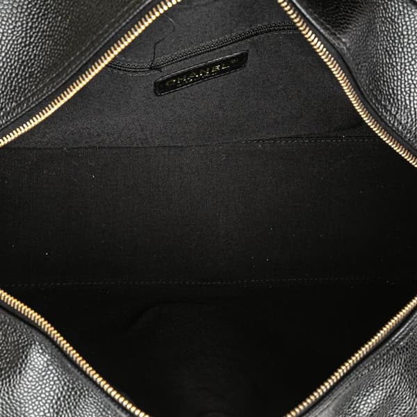Pre-owned Chanel CC Quilted Caviar Bowling Bag Black